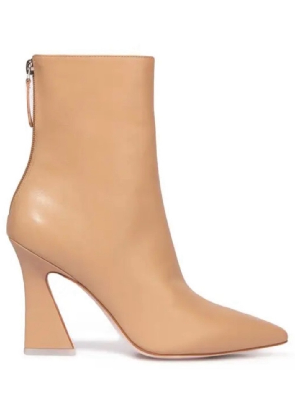 Nathalia Zip Ankle Leather Booties in Nude by BLACK SUEDE STUDIO